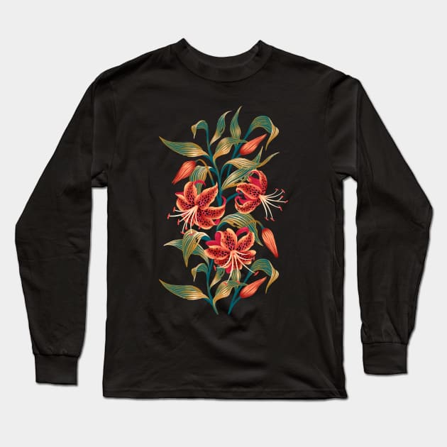 Tiger Lily - Orange Mint Long Sleeve T-Shirt by andreaalice